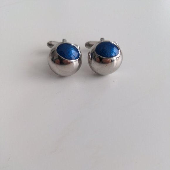 Blue & Silver Cufflinks - Picture 1 of 3